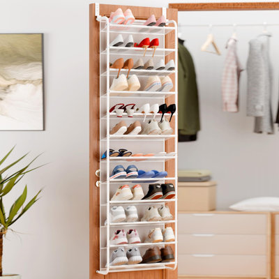 Range-chaussures à suspendre 36 paires, range-chaussures suspendu à 12 niveaux avec structure en métal et tablettes en filet