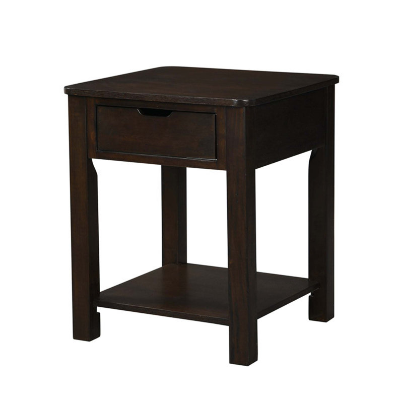 Wooden End Table With Hidden Compartment