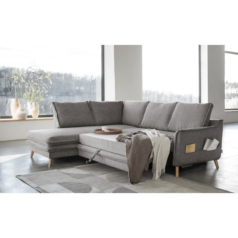 Charming Charlie Limited 6 Seater Sofa Bed, Grey, Left facing