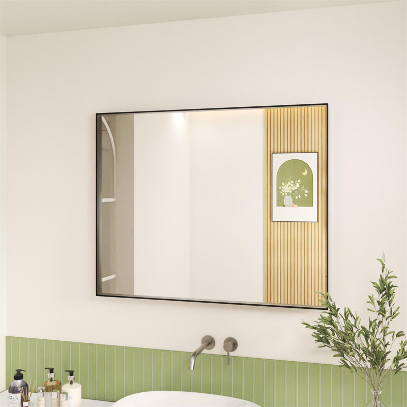 Aluminum Right-Angle Framed Mirror Stylish For Elegant Home Decor, 40" x 32", Rectangle