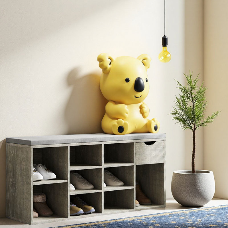 Storage Bench, Shoe Bench, Entryway Bench With Padded Cushion, Drawer And Open Compartments, Bench With Storage, 3 Tier Shoe Rack Bench
