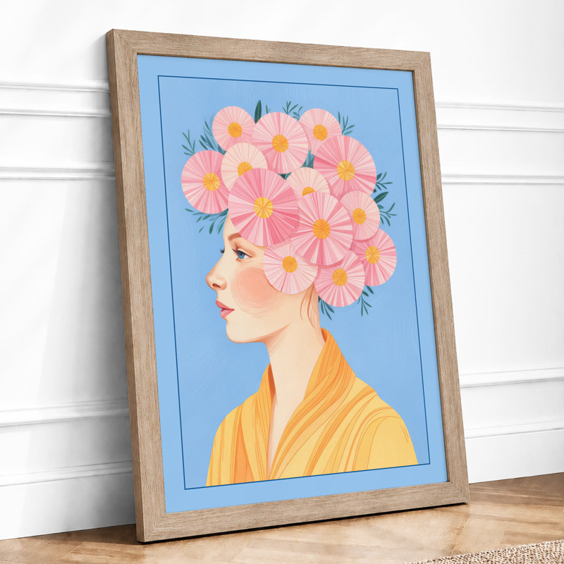 Floral Portrait in Profile Botanical - Framed Print, A4 - 29.7 x 21.0 cm, Oak