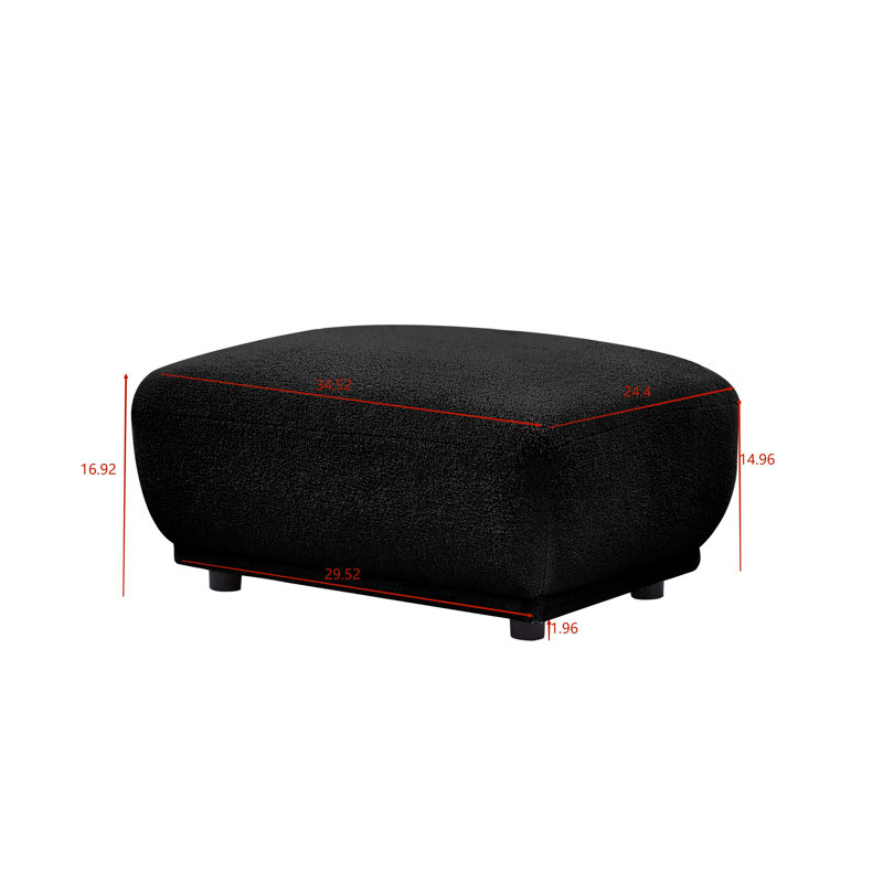 Upholstered Ottoman, Black Wool
