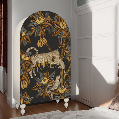 Modern arched double door wooden wardrobe