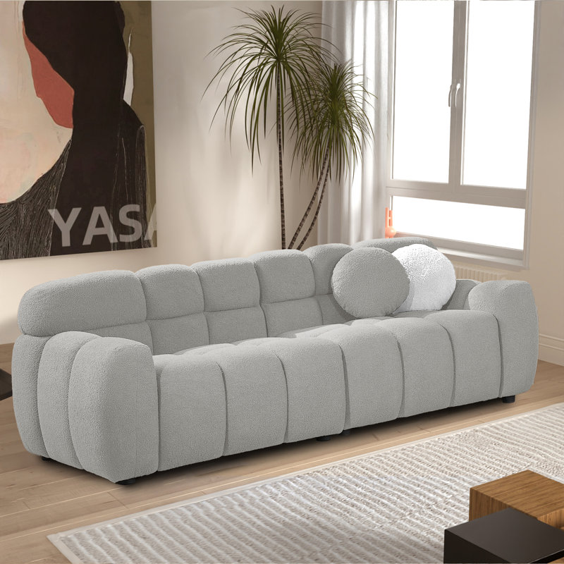Canapé Kieayla de 86,61 po Boucle, Gris