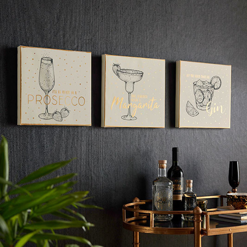 Metallic Drinks 3 - 3 Piece Wrapped Canvas Print