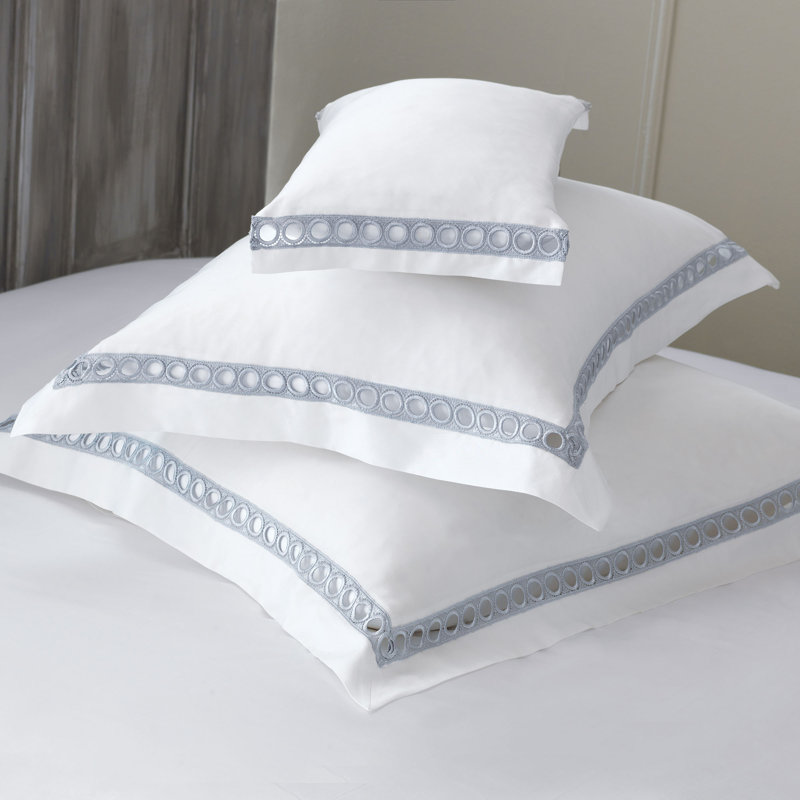 Celine Cotton Pillow Sham, Euro, White/Silver