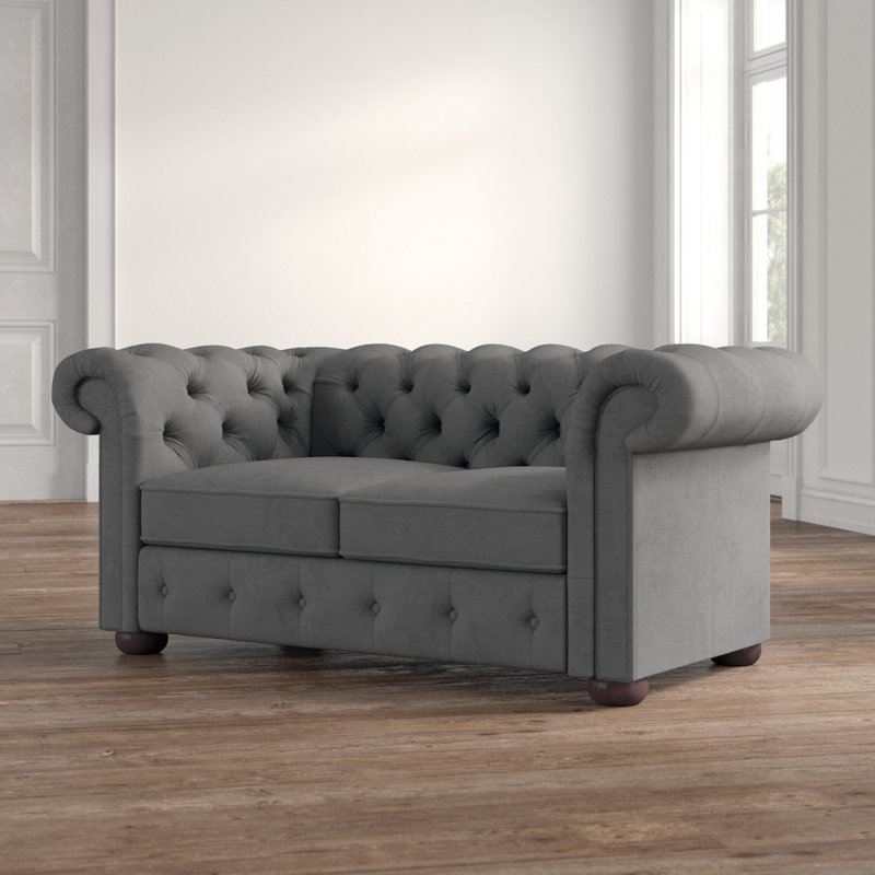 Causeuse à accoudoirs arrondis 68,5 po Huskins, Velours gris foncé
