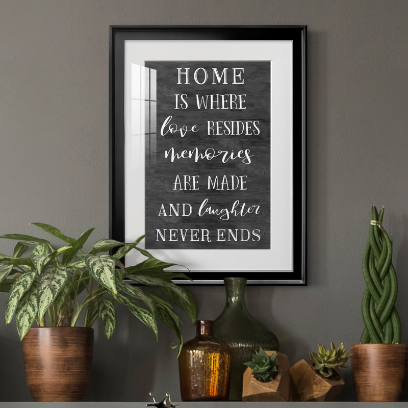 «Love Resides» - Reproduction d'art textuel avec cadre photo, H 18,5 po x l 24,5 po x P 1,5 po, Noir
