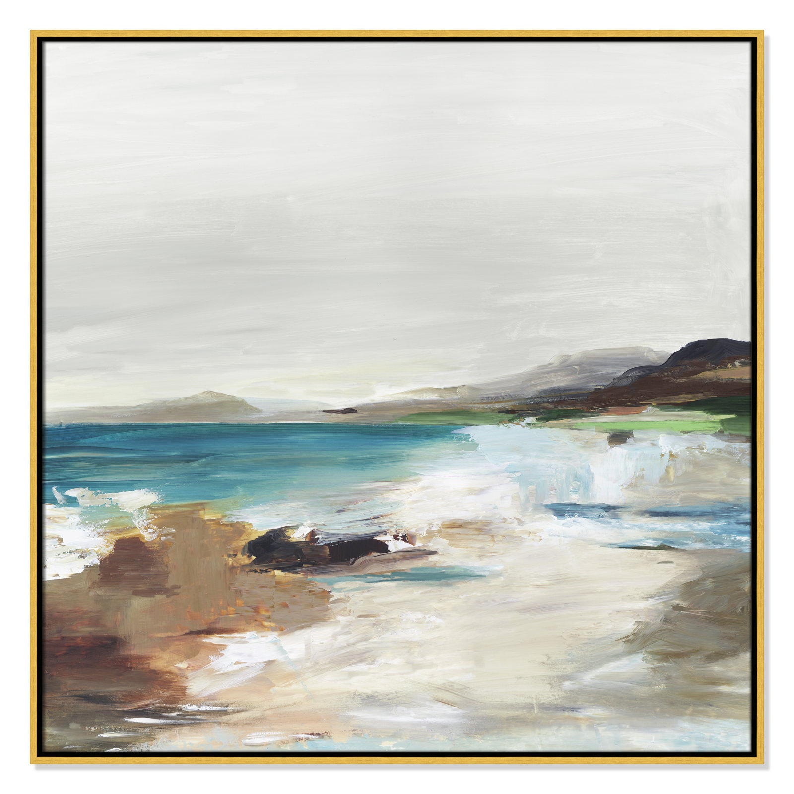 Edan "Calm Lake II" Print by Allison Pearce, 37.5" H x 37.5" W, Gold Framed