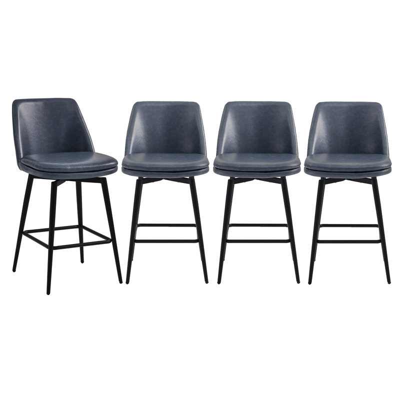 Tabouret pivotant Betzalel (ensemble de 4) - Similicuir, Bleu