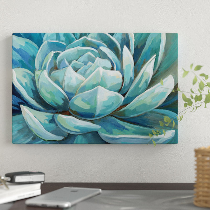 «Cerulean Succulent», reproduction sur toile, H 8 po x l 12 po x P 0,75 po, Toile tendue, Pas de tapis