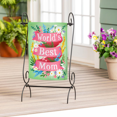 Drapeau de jardin en suède World's Best Mom