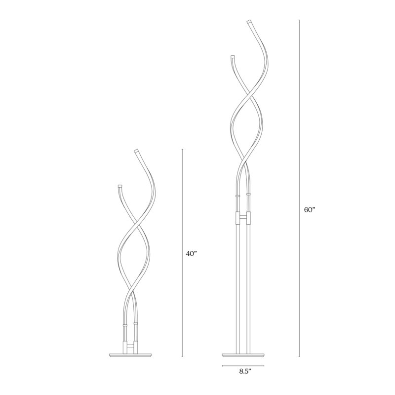 Embrace 40–60" 2-in-1 Modern LED Spiral Floor and Table Lamp with Black Finish, Adjustable Height, and Built-In 3-Way Dimmer