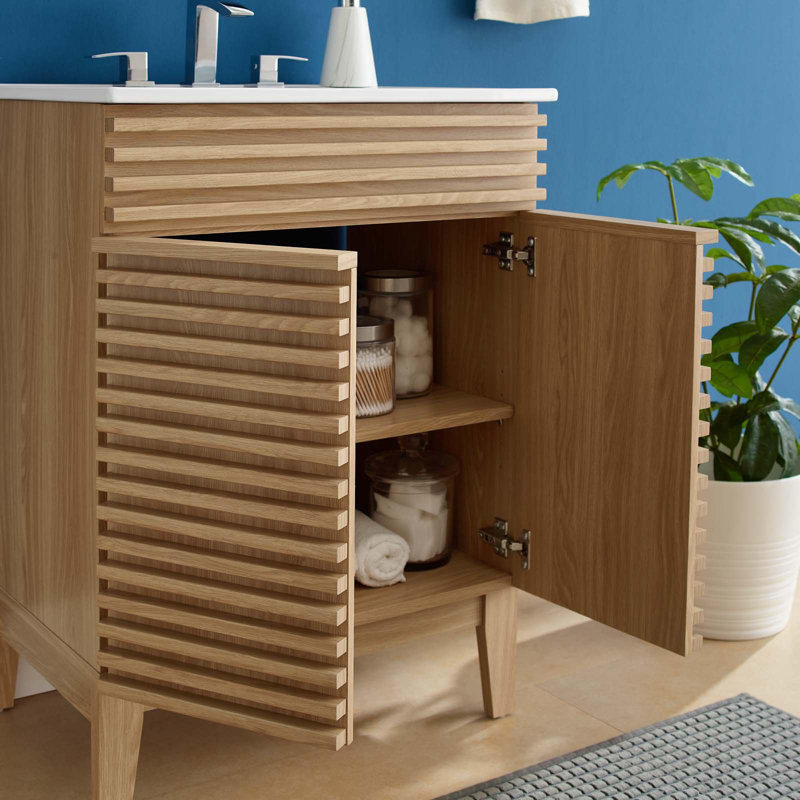 Render 24" Bathroom Vanity by Modway, Oak/White