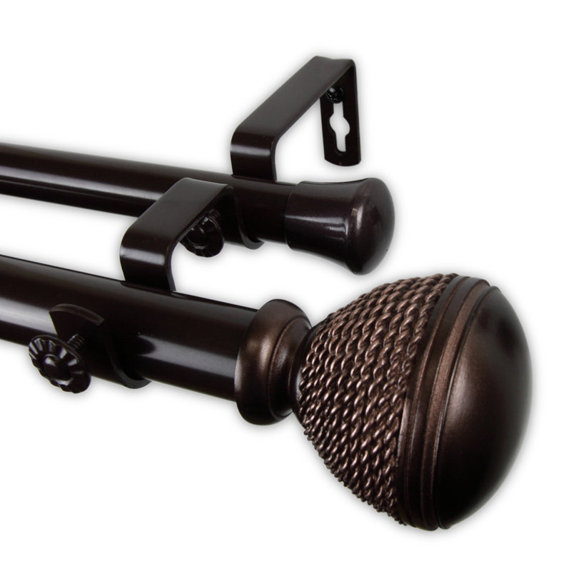 Camina Adjustable Double Curtain Rod, 48" - 84", Bronze