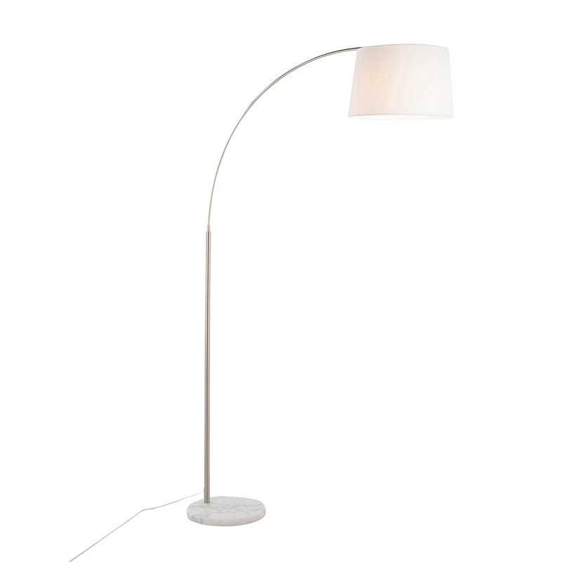March Contemporary Floor Lamp, Nickel, White