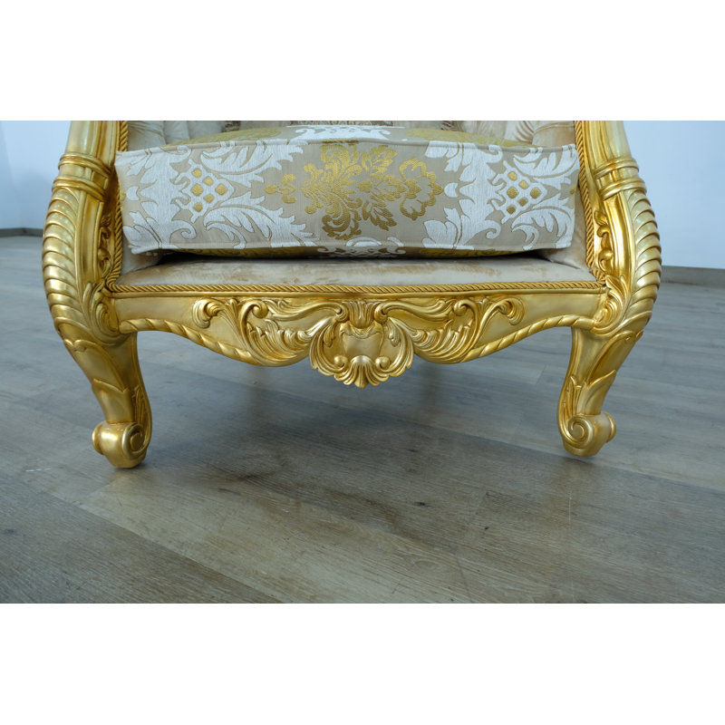 Luxor Tufted Wingback Chair, Gold
