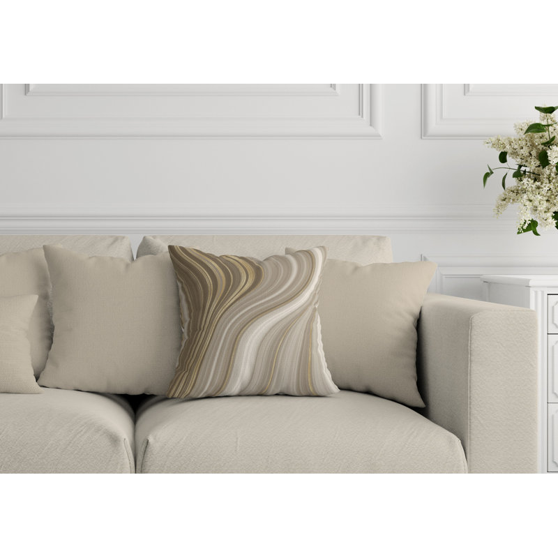 Carlisle Abstract Outdoor Reversible Throw Pillow, 15W" x 15H", Beige
