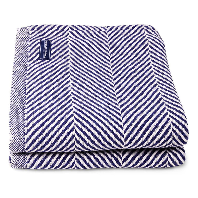 Monhegan Cotton Throw Without Fringe, Navy