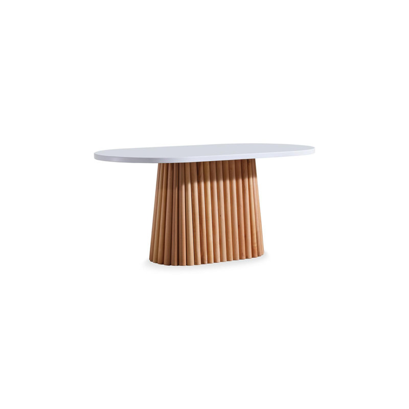 Ferro Beech Oval Dining Table, White