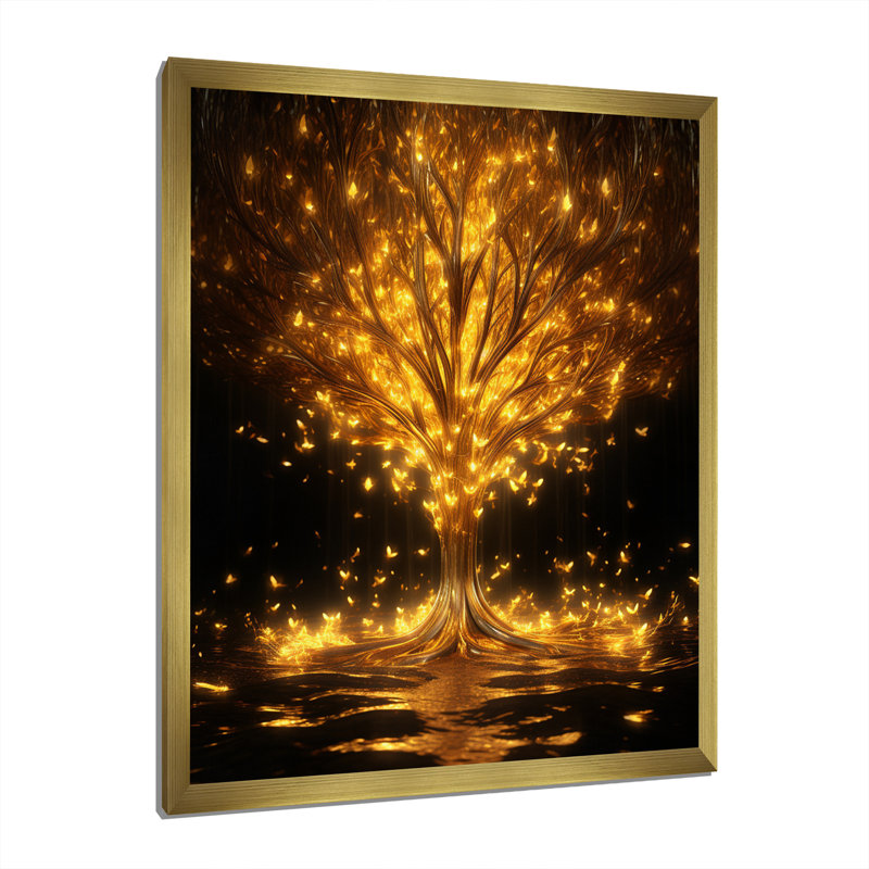Golden Tree Of Bliss, H 20 po x l 12 po x P 1 po, Cadre doré simple