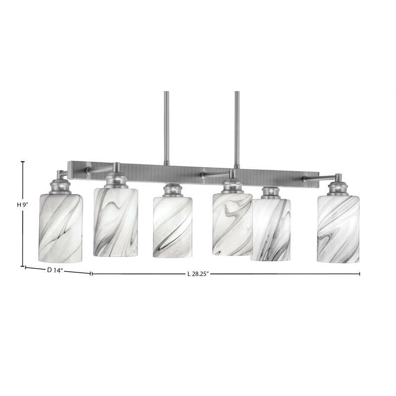Edge 6 Light Bar With 4" Glass, Brushed Nickel