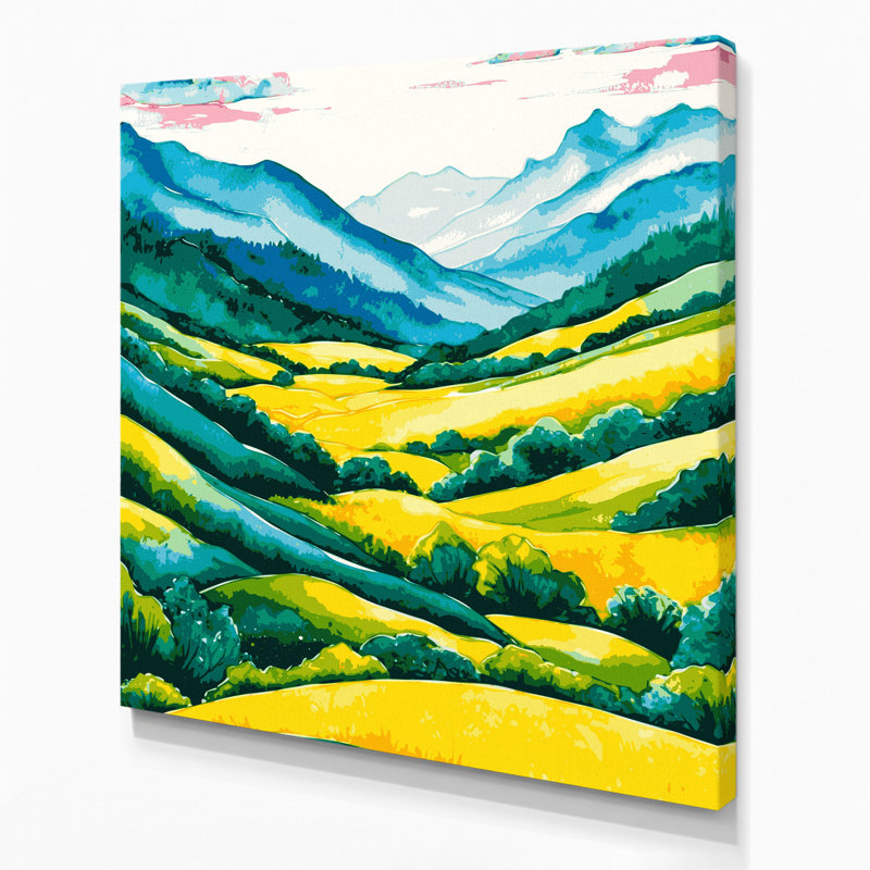 «Watercolor Landscape 21», art mural sur toile bleue, H 32 po x l 32 po