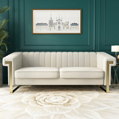 Modern 3 Cream White Velvet - Gold Accents For A Contemporary Office With Highlights Living & Working Areas