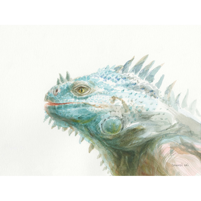 «Tropical Iguana» par Danhui Nai, reproduction d'art sur toile tendue, H 12 po x l 16 po