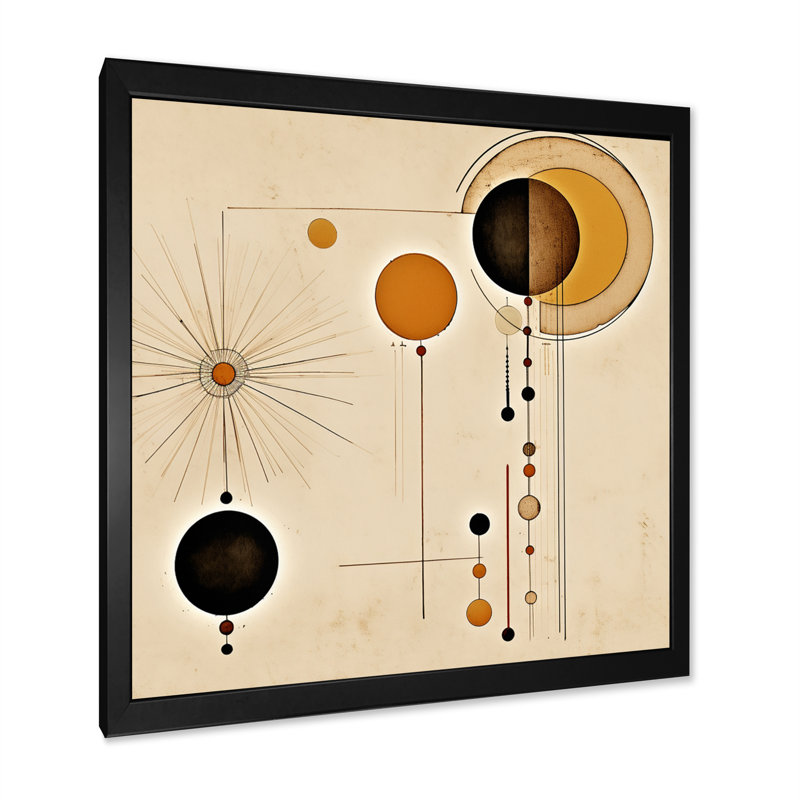 Moon Phases Midcentury Vintage Illustration - Modern Midcentury, reproduction sur toile, Cadre simple noir