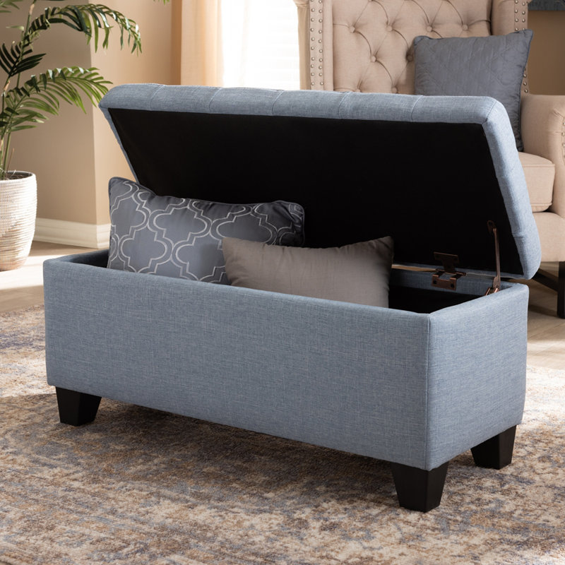 Joscelynn Upholstered Ottoman, Light Blue