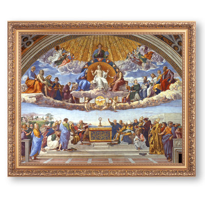Disputation of the Holy by Raphael,Gold Frame The World Classic Art Reproductions,Wall Art for Home Decor