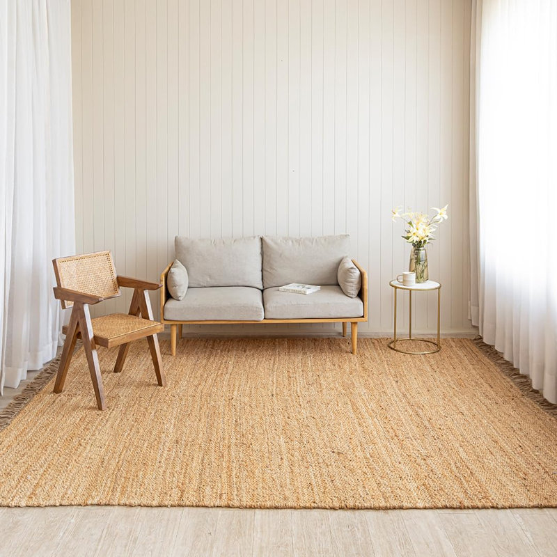 Chunky Braided Jute Area Rug with Tassels | 4' x 6' | Natural, Rectangulaire 8 pi x 10 pi