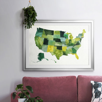 «USA In Watercolor I», reproduction d'art encadrée