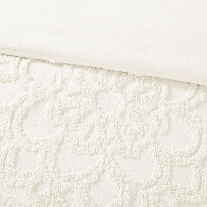 Housse de couette en coton à 3 médaillons, en coton, avec un design élégant et une sensation douillette, Blanc cassé