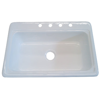 Kingston Brass Towne 33-Inch Cast Iron Self-Rimming Single Bowl Drop-In Kitchen Sink