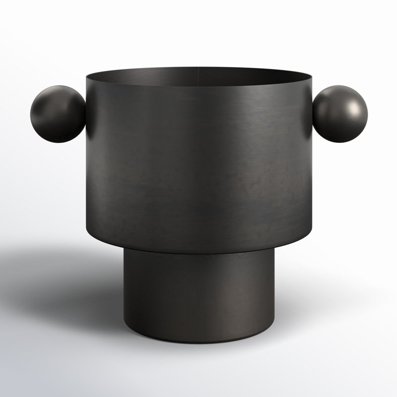 Vase de table en métal Legler, H 6,5 po x l 6 po x P 8,5 po, Noir