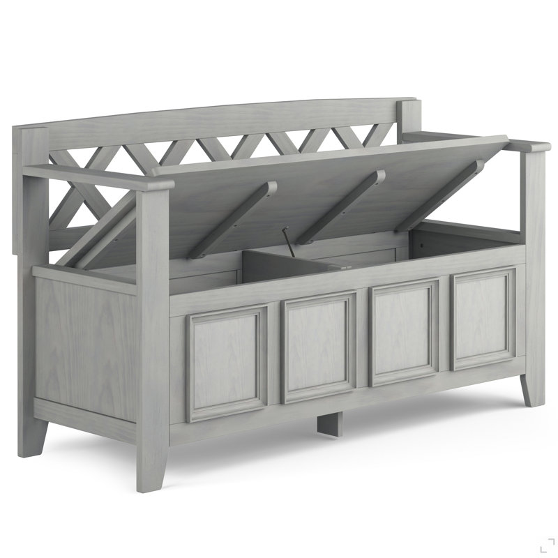 Amherst Solid Wood Entryway Storage Bench, Gray