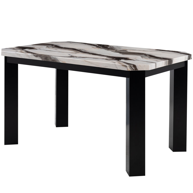 Modern Dark Grey Table For 6, Rectangular, 4 Leg Base, Thick Top, Lovely Design Rectangular Bar Table, Seating Capacity