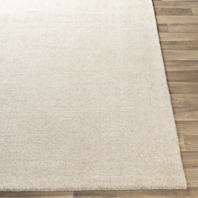 Tapis ivoire touffeté à la main Dingman, Rectangle 9 pi x 12 pi