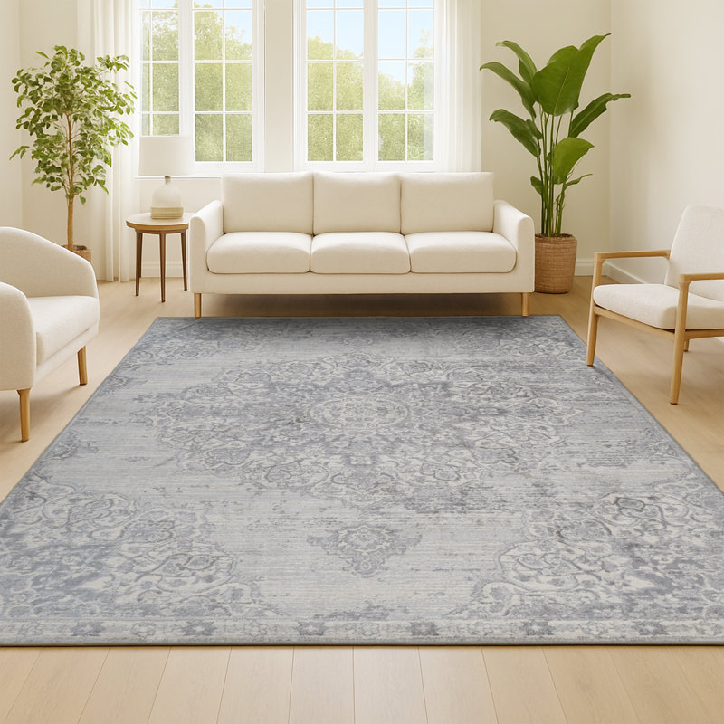 Tapis gris clair Modern, Rectangle 7 pi 9 po x 10 pi