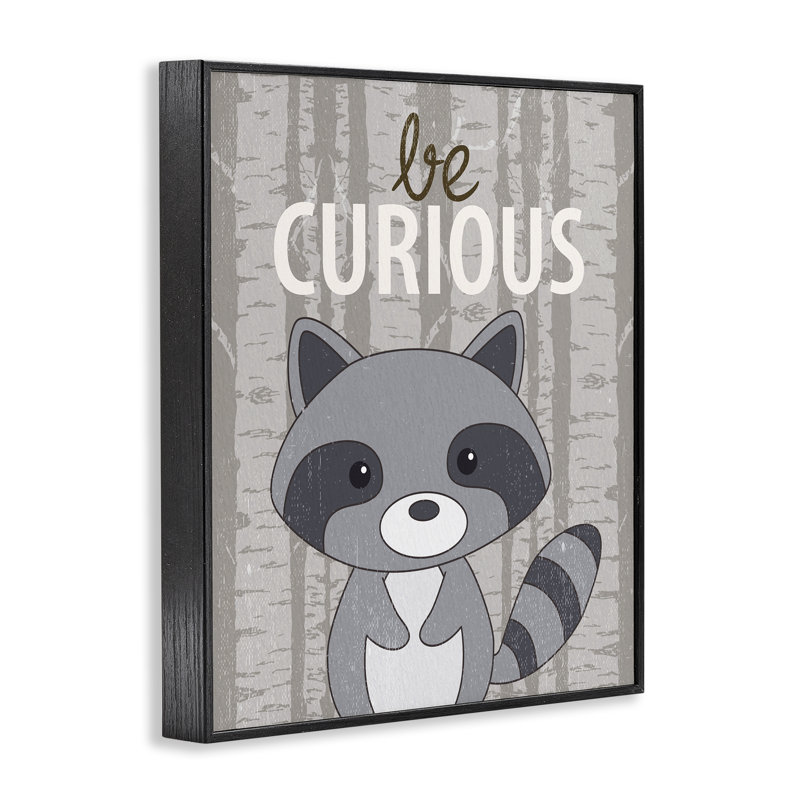 «Be Curious Woodland Raccoon», estampe numérique, design par Kim Allen, H 14 po x l 11 po, Giclée encadrée noir minuit