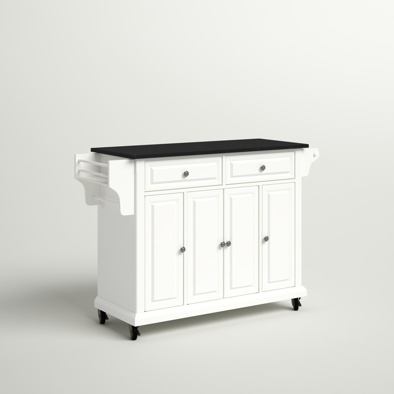 Royce Granite Top Kitchen Island, White