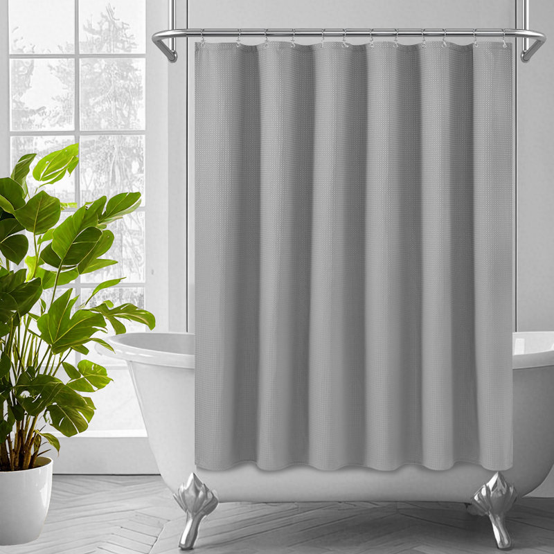 Rideau de douche à tissage gaufré, Gris, H 66 po x l 71 po