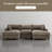 5 - Piece Upholstered Light Brown Faux Rabbit Fur Flannel Reversible Modular Sofa Living Room Sectional Couch with Ottoman-850720730-850720673