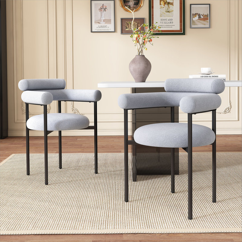Chaise de salle à manger rembourrée avec pieds en métal (ensemble de 2), Gris