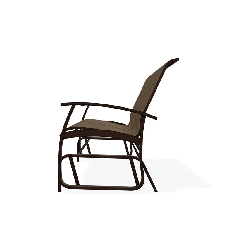Belle Isle Sling Aluminum Frame 2-Seat Glider with Marine Grade Polymer Arm Accent, Kona, Elevation Stone