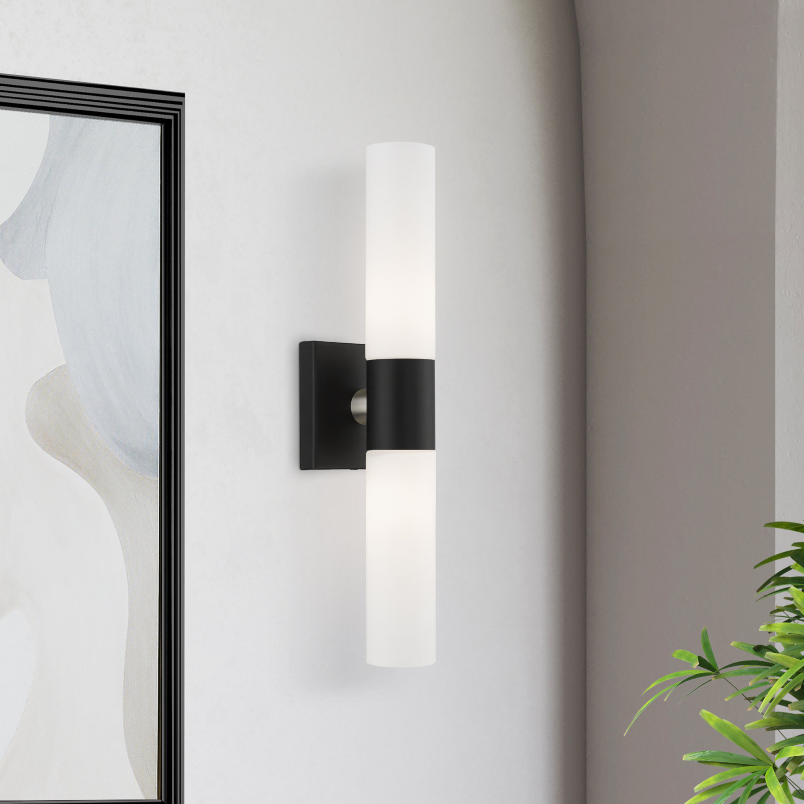 Cailum 2-Light Dimmable Vanity Light, Black/Brushed Nickel