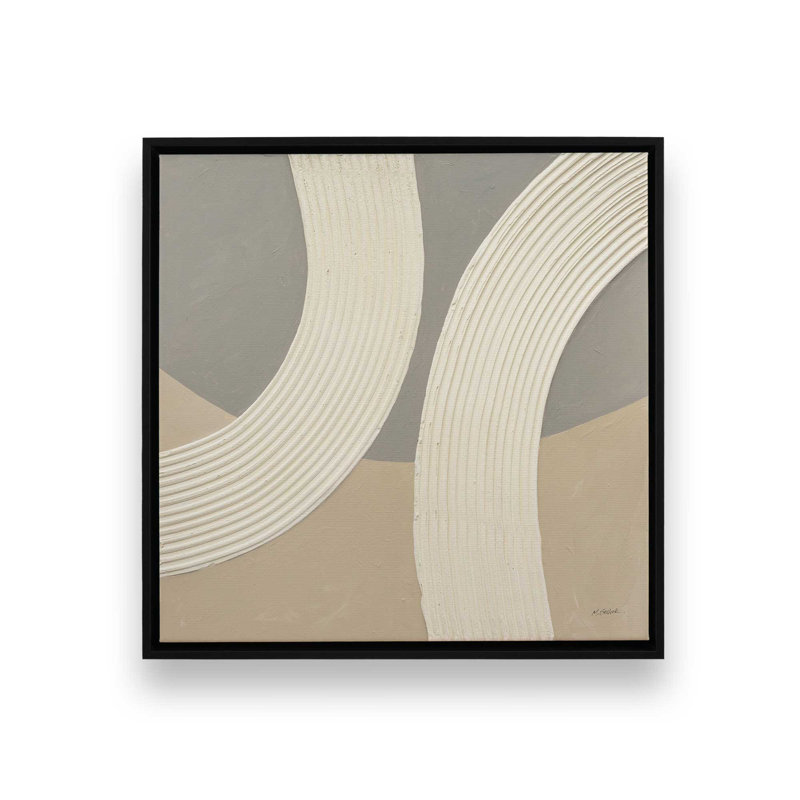 «Rhythm in Neutral Shades II», reproduction sur toile, H 12,75 po x l 12,75 po x P 1,75 po, Cadre flottant noir satiné